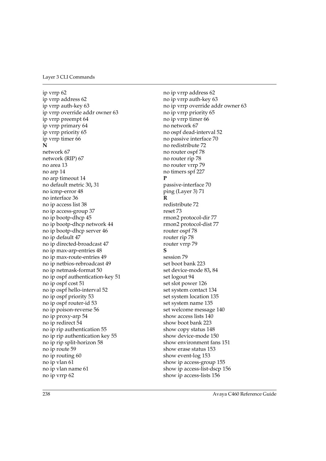 Avaya C460 manual Layer 3 CLI Commands 