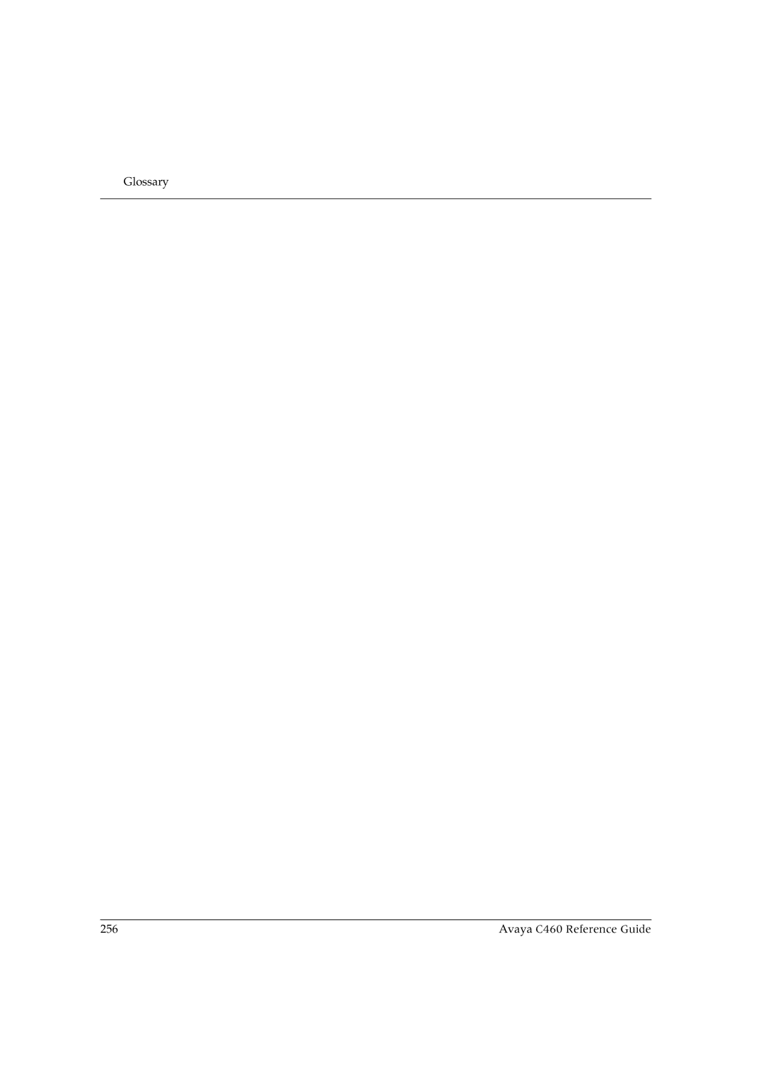 Avaya manual Glossary 256 Avaya C460 Reference Guide 