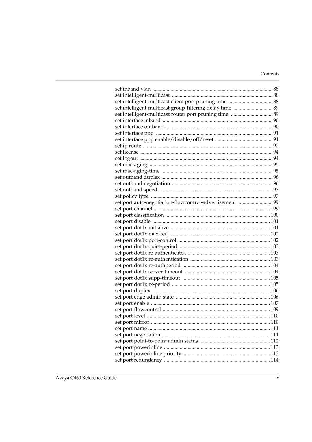 Avaya C460 manual Contents 