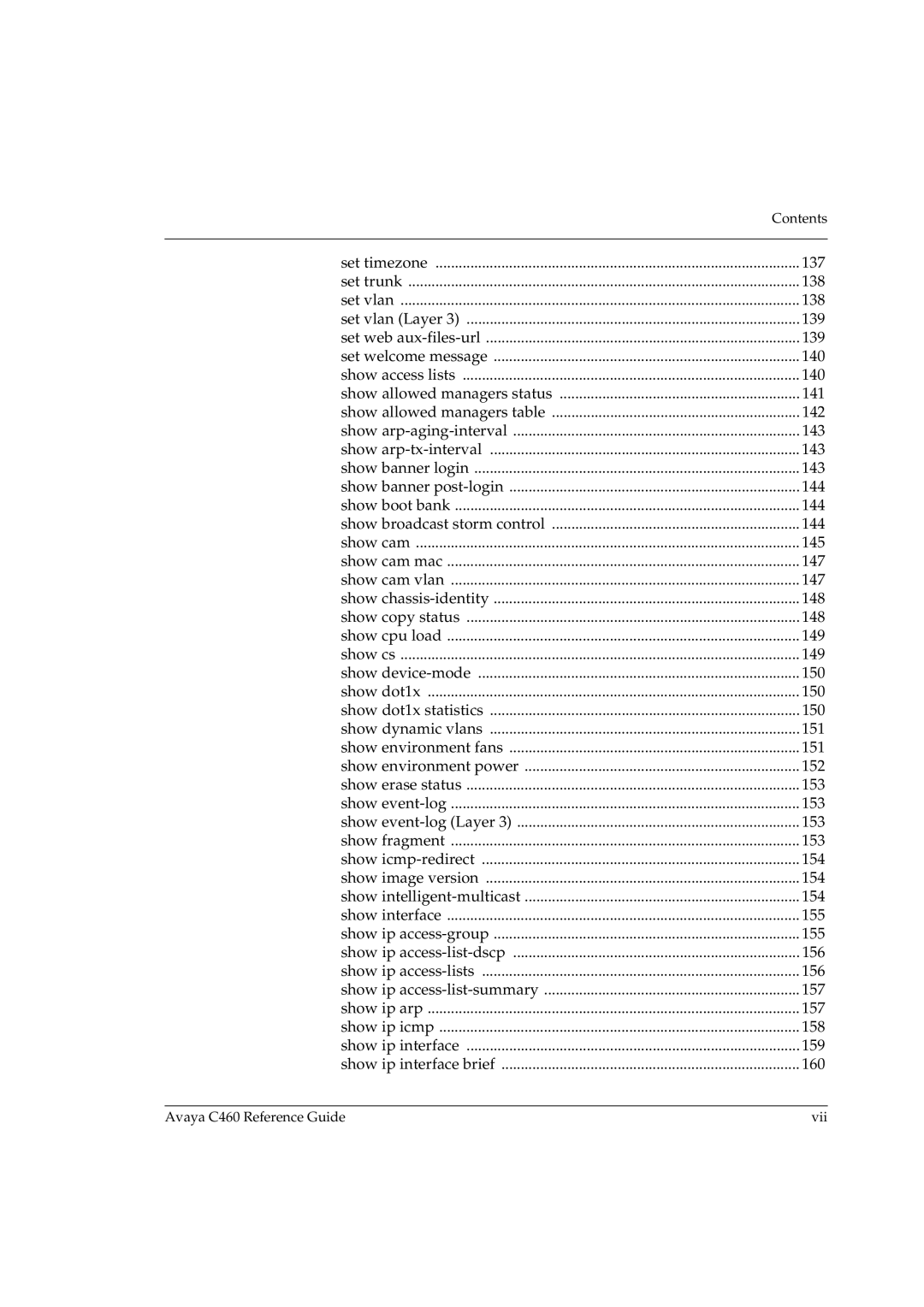 Avaya manual Avaya C460 Reference Guide Vii 