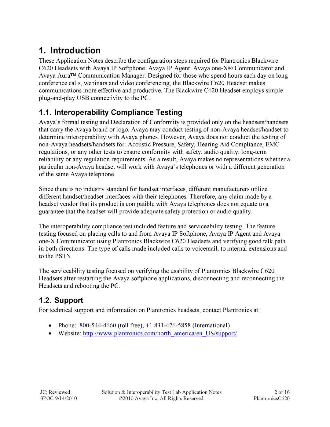 Avaya C620 manual Introduction, Interoperability Compliance Testing, Support 