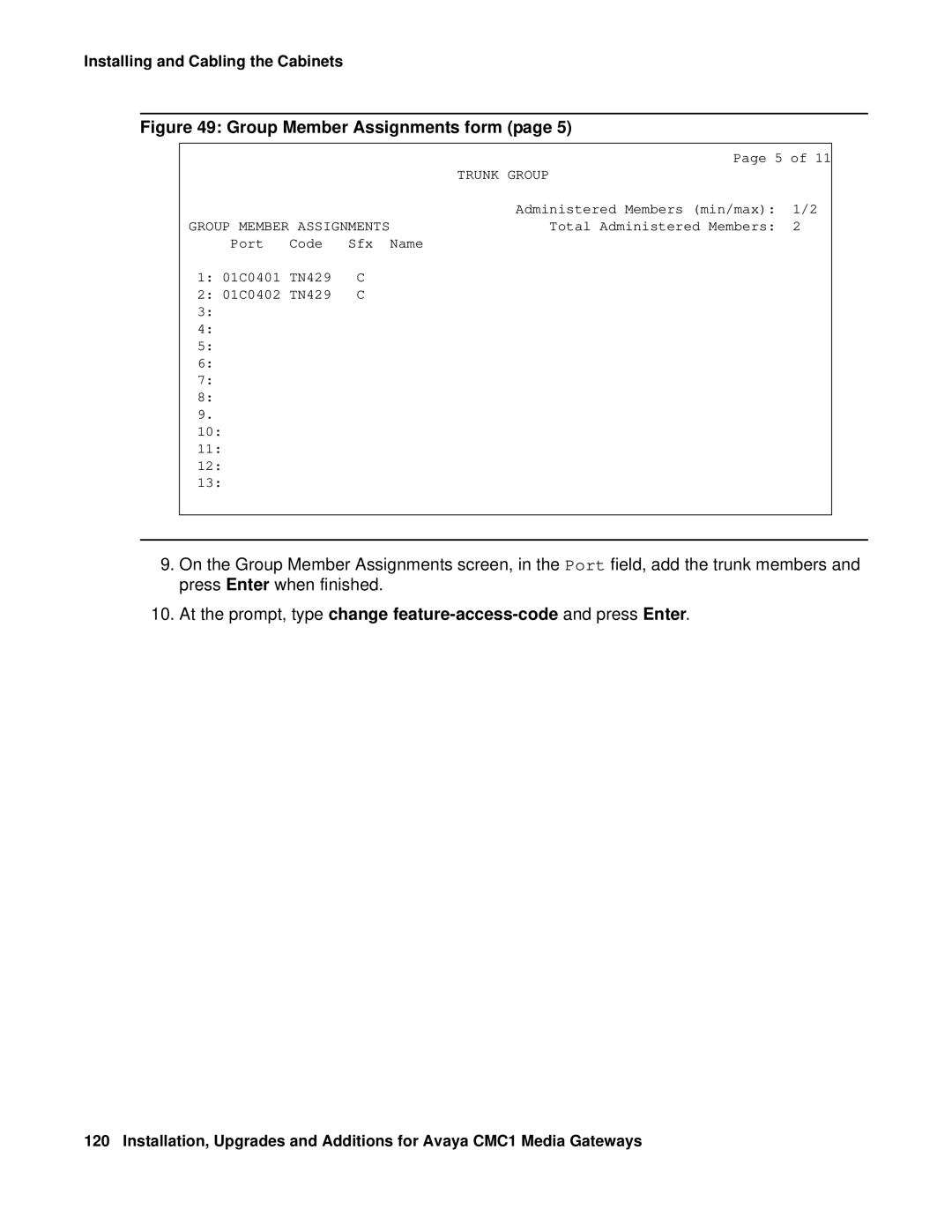 Avaya CMC1 manual Group Member Assignments form 