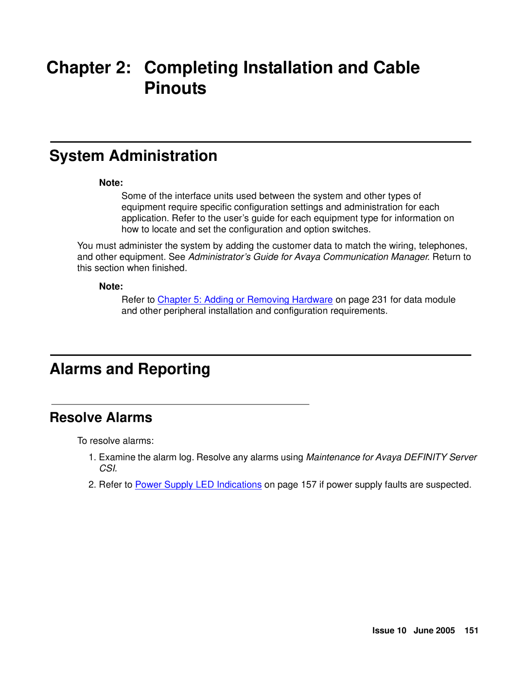 Avaya CMC1 manual System Administration, Alarms and Reporting, Resolve Alarms 