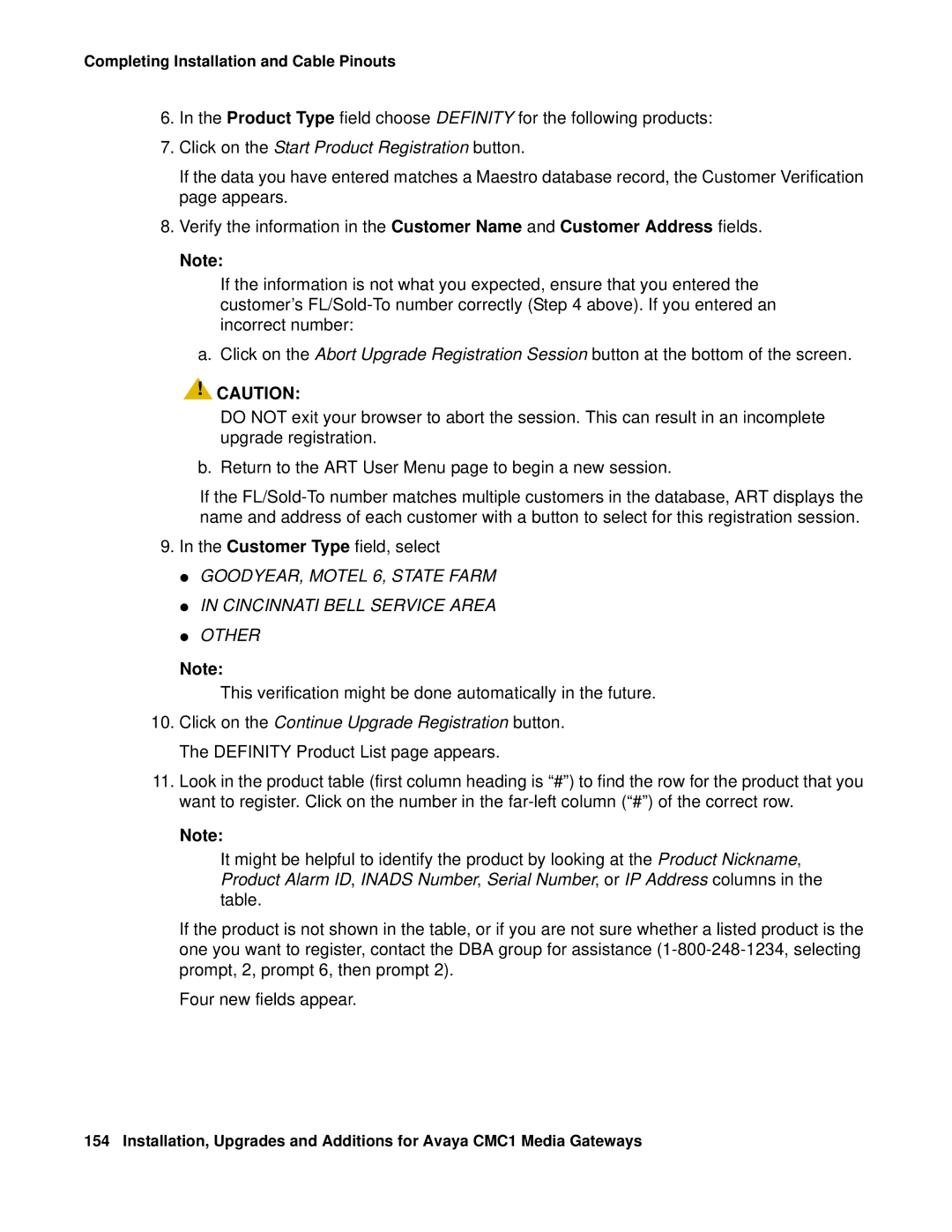 Avaya CMC1 manual Click on the Start Product Registration button 