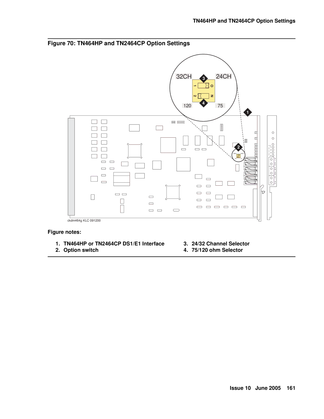 Avaya CMC1 manual TN464HP and TN2464CP Option Settings 