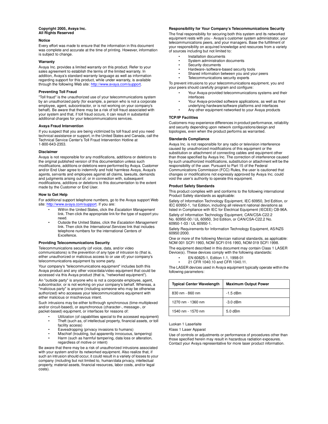 Avaya CMC1 manual Copyright 2005, Avaya Inc All Rights Reserved 