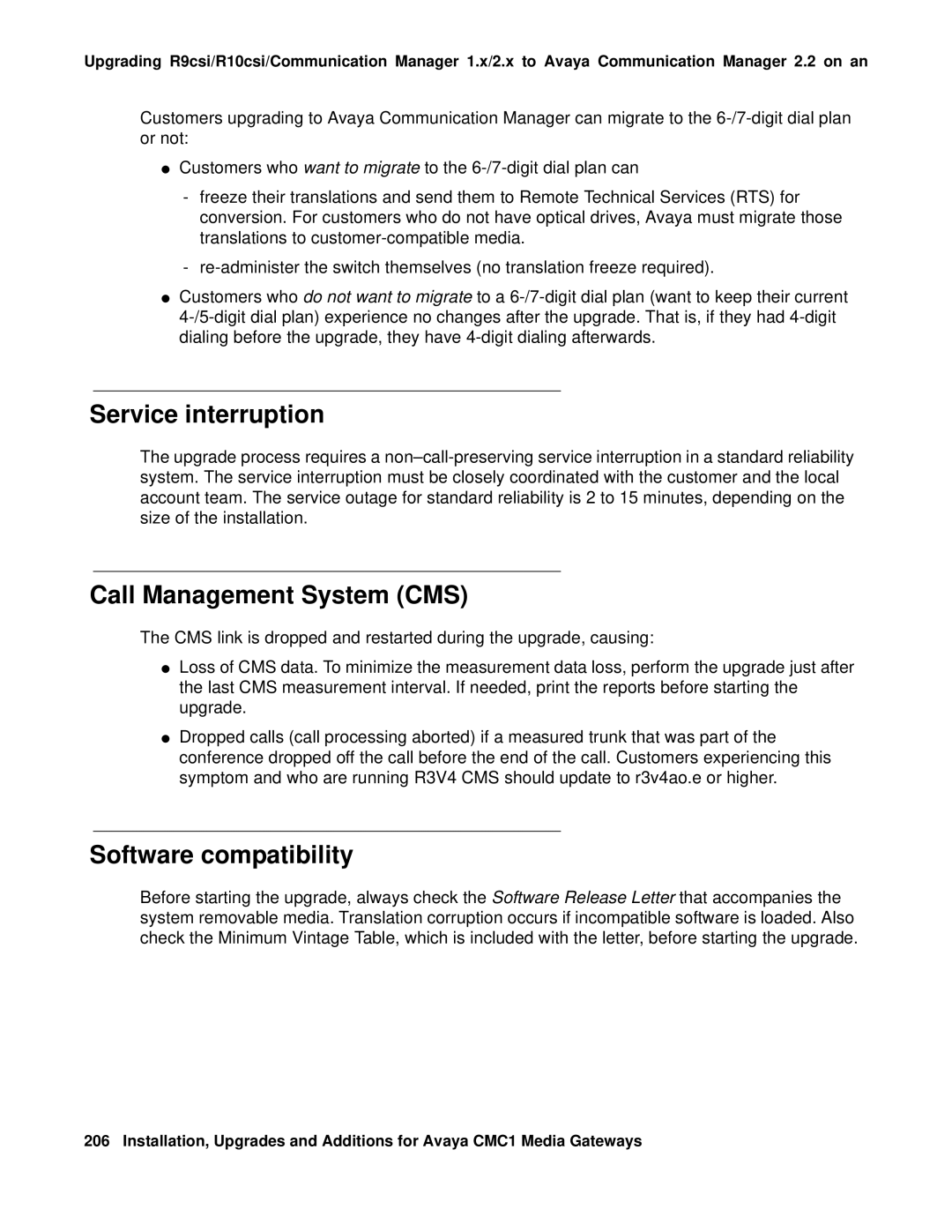 Avaya CMC1 manual Call Management System CMS, Software compatibility 