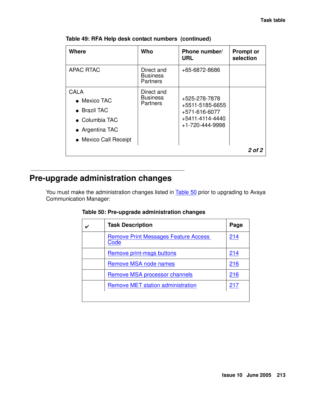 Avaya CMC1 manual Pre-upgrade administration changes 