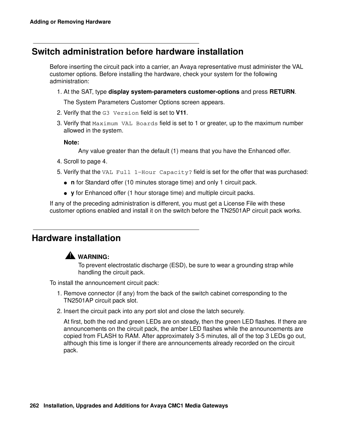 Avaya CMC1 manual Switch administration before hardware installation, Hardware installation 