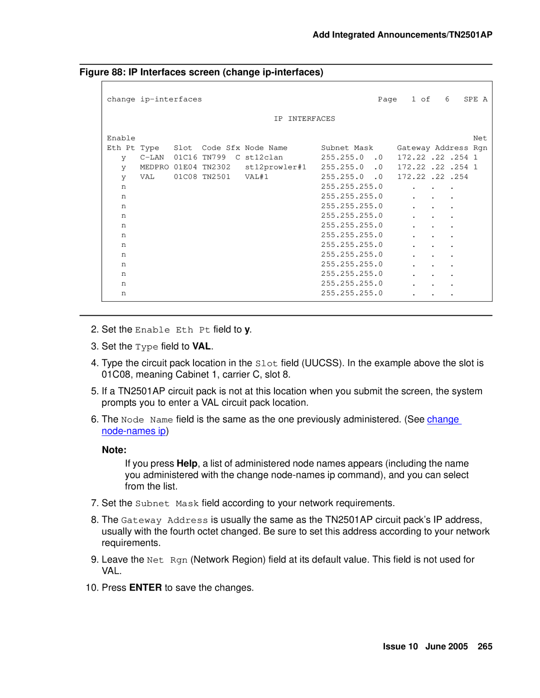 Avaya CMC1 manual IP Interfaces, Lan, Medpro, Val 