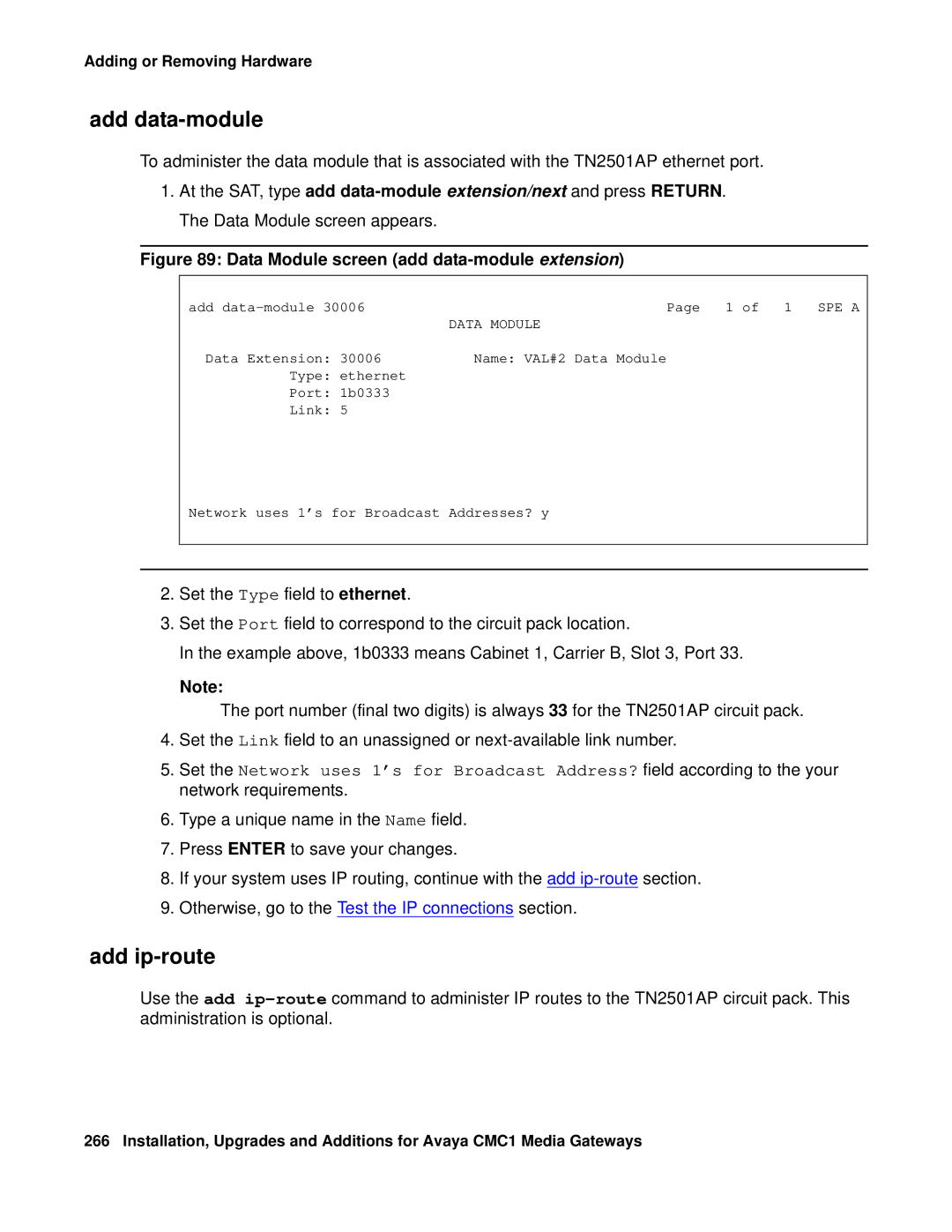 Avaya CMC1 manual Add data-module, Add ip-route, Data Module 