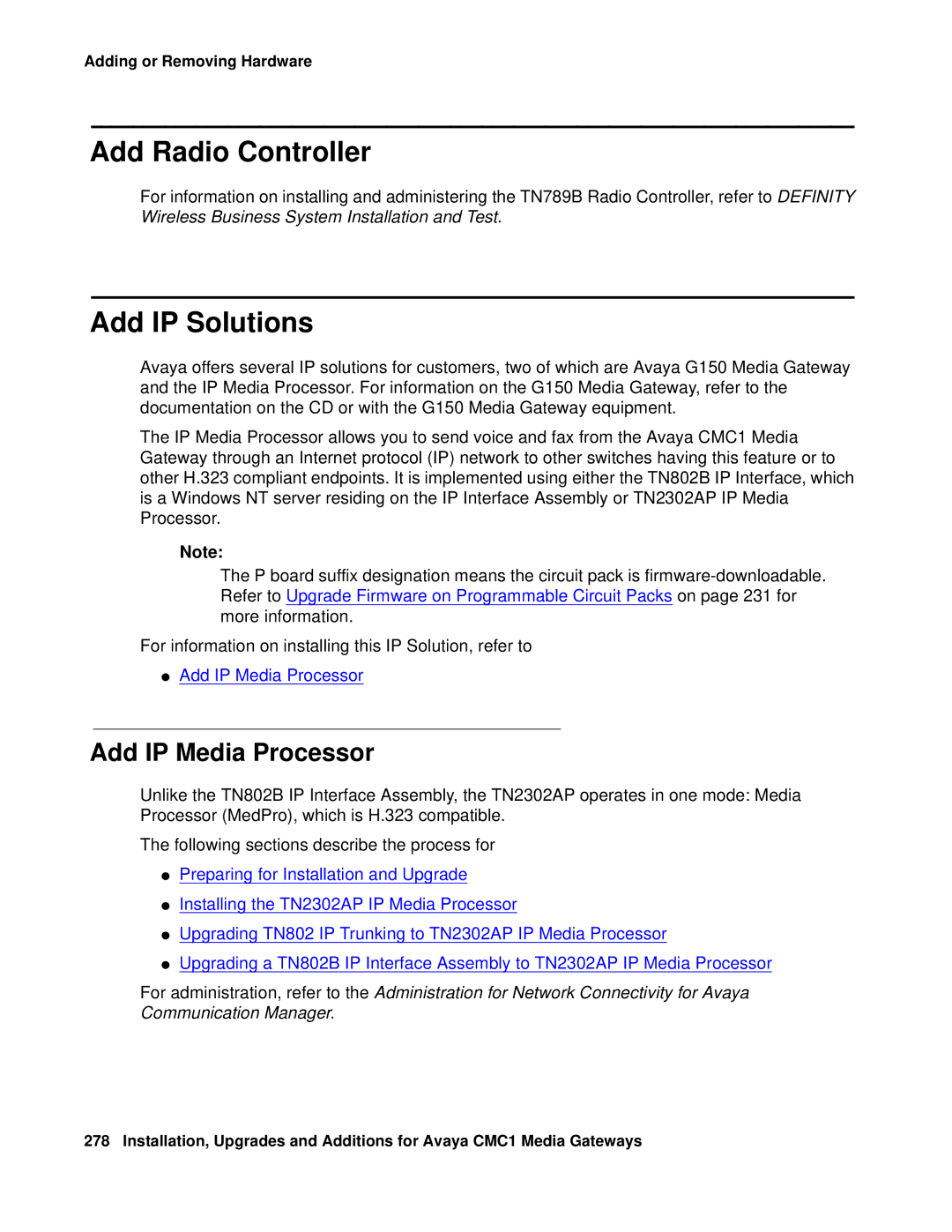 Avaya CMC1 manual Add Radio Controller, Add IP Solutions, Add IP Media Processor 