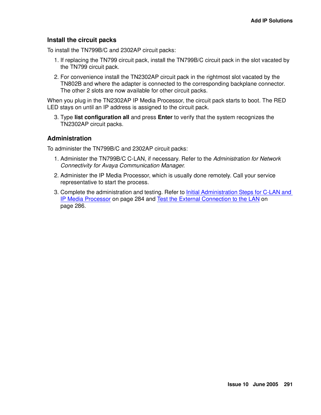 Avaya CMC1 manual Install the circuit packs 