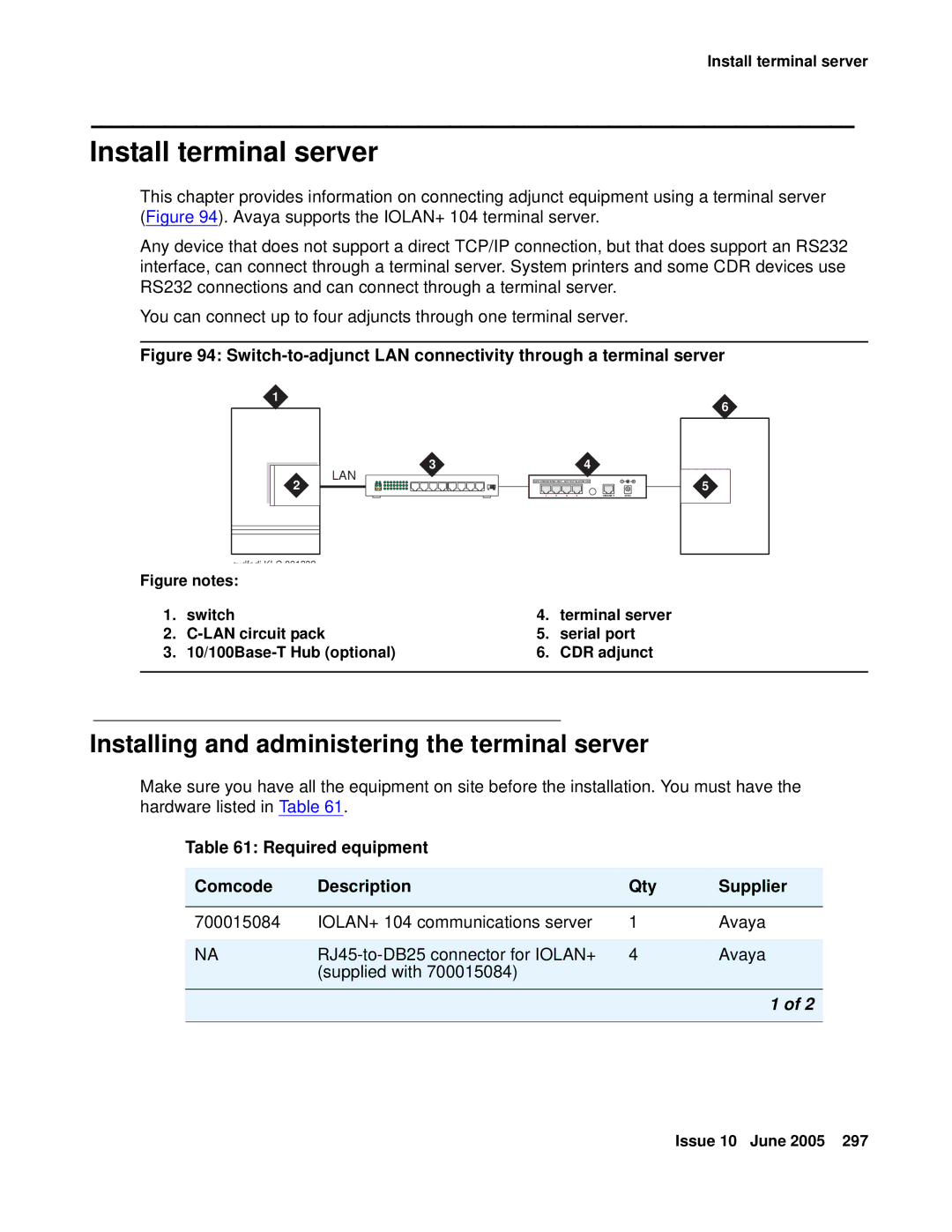 Avaya CMC1 manual Install terminal server, Installing and administering the terminal server 