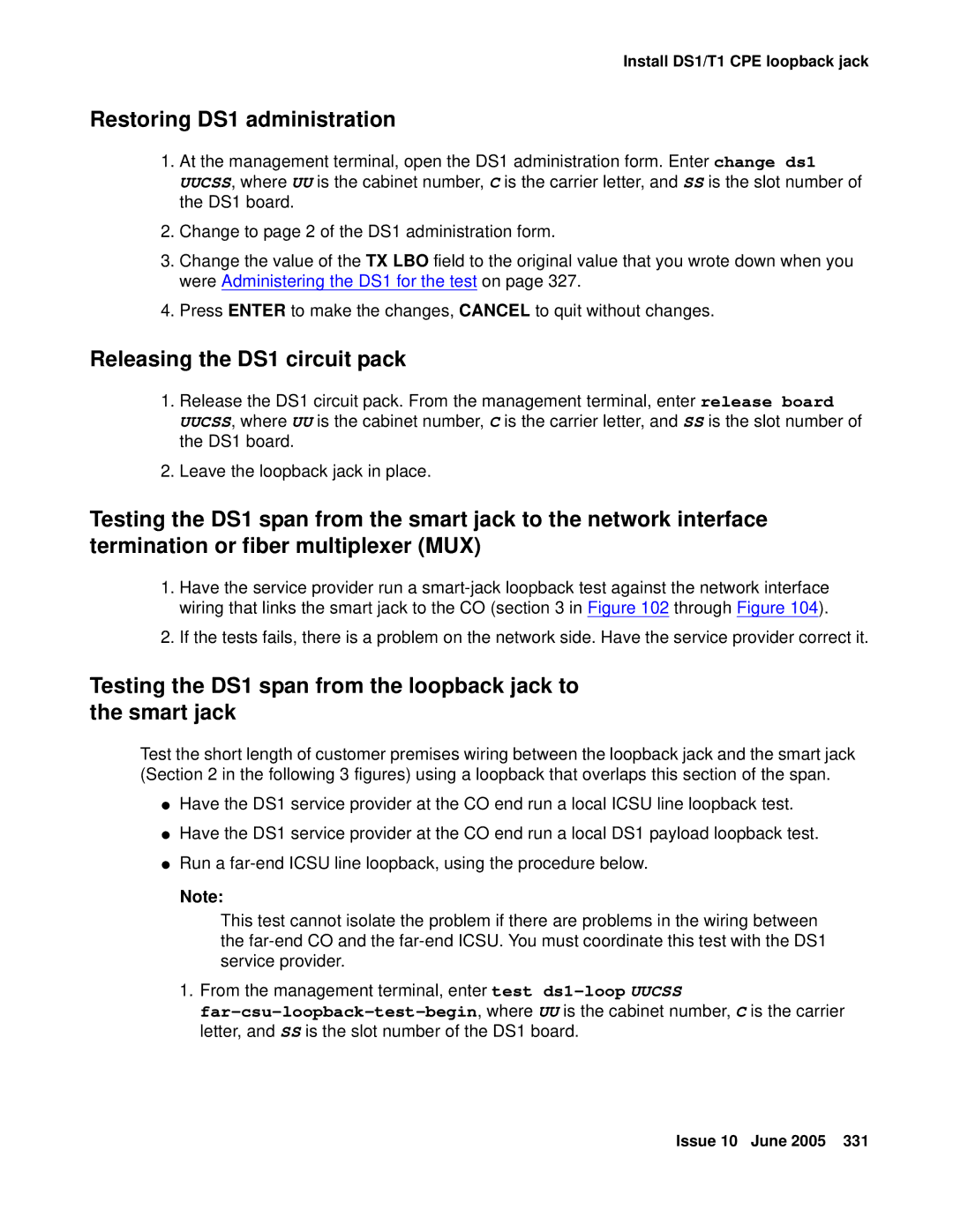 Avaya CMC1 manual Restoring DS1 administration, Releasing the DS1 circuit pack 