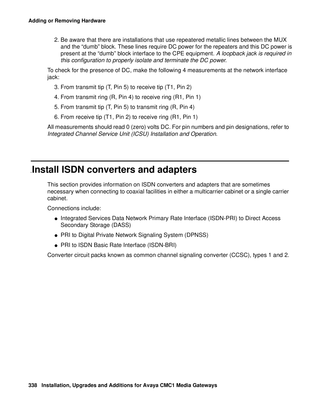 Avaya CMC1 manual Install Isdn converters and adapters 