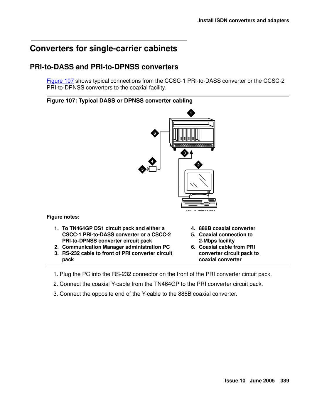 Avaya CMC1 manual Converters for single-carrier cabinets, PRI-to-DASS and PRI-to-DPNSS converters 