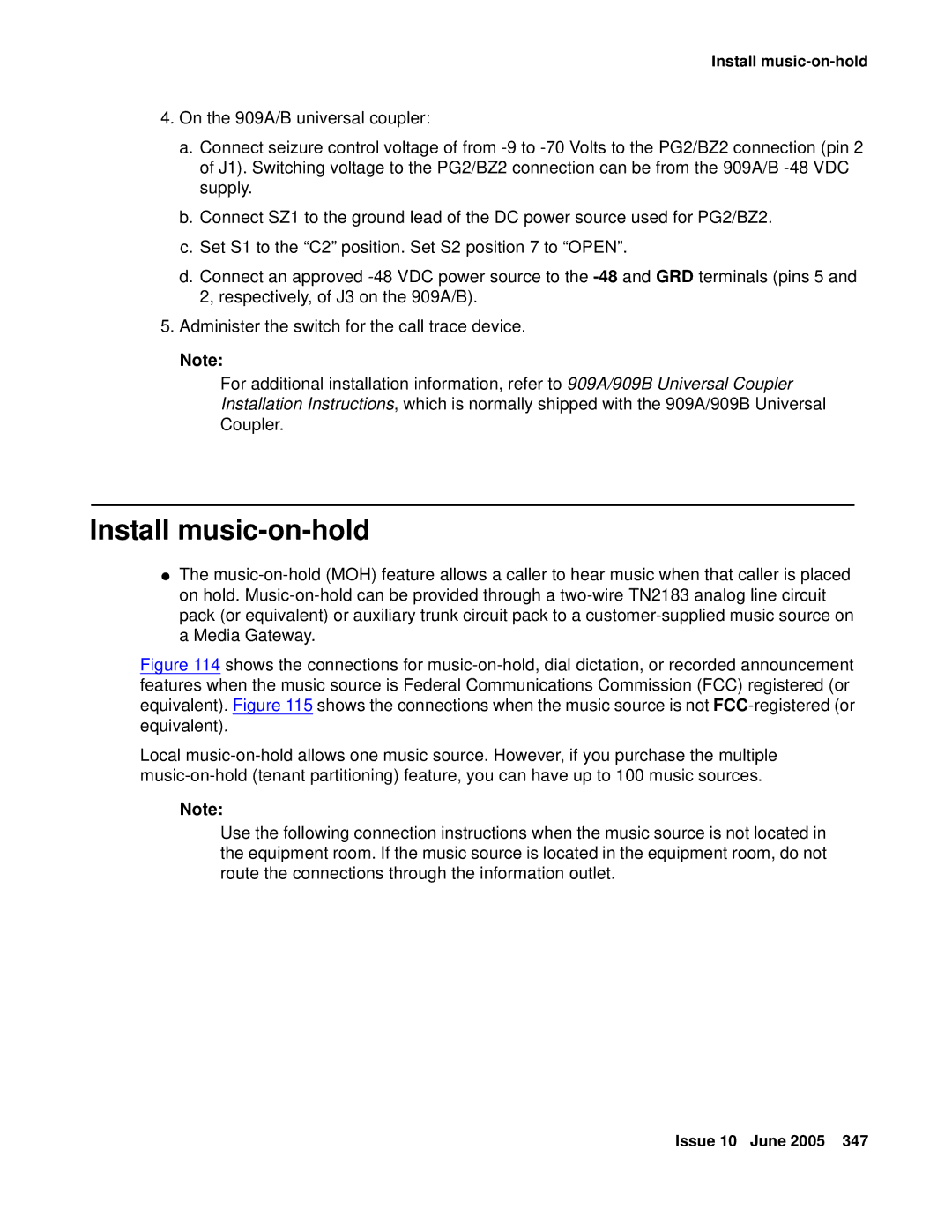 Avaya CMC1 manual Install music-on-hold 