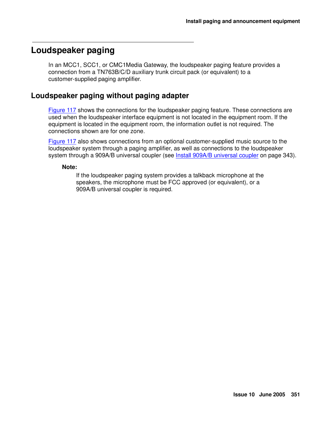 Avaya CMC1 manual Loudspeaker paging without paging adapter 