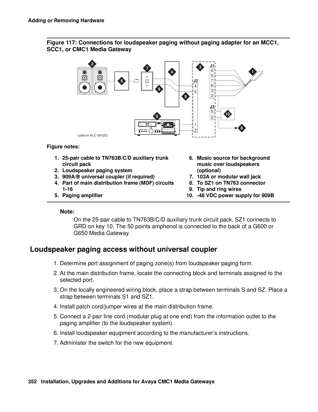 Avaya CMC1 manual Loudspeaker paging access without universal coupler 