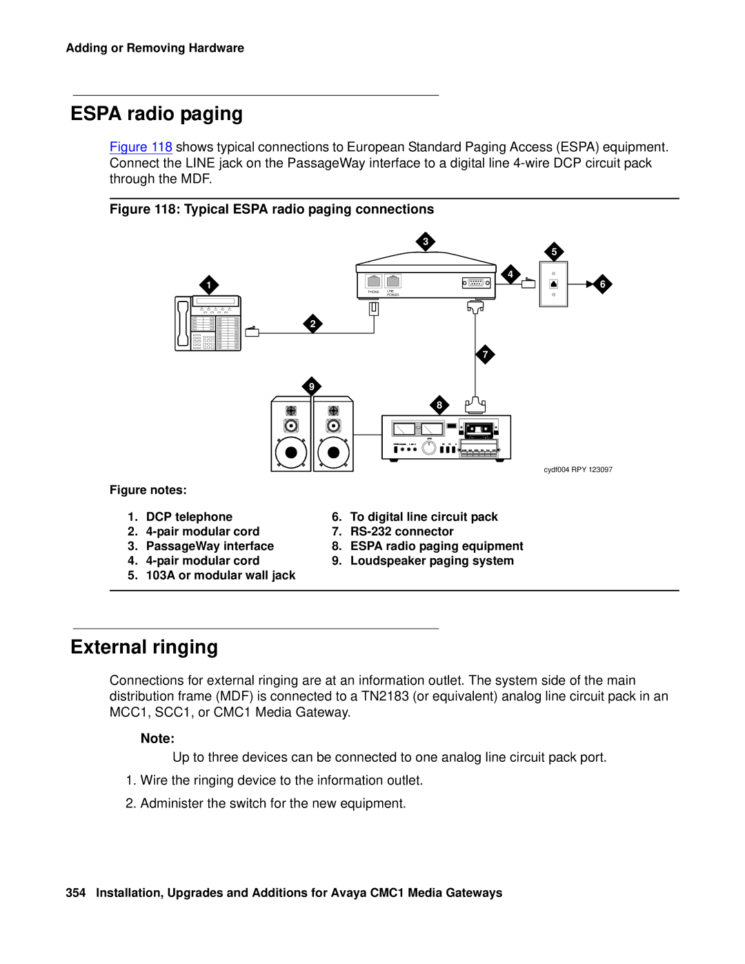 Avaya CMC1 manual Espa radio paging, External ringing 