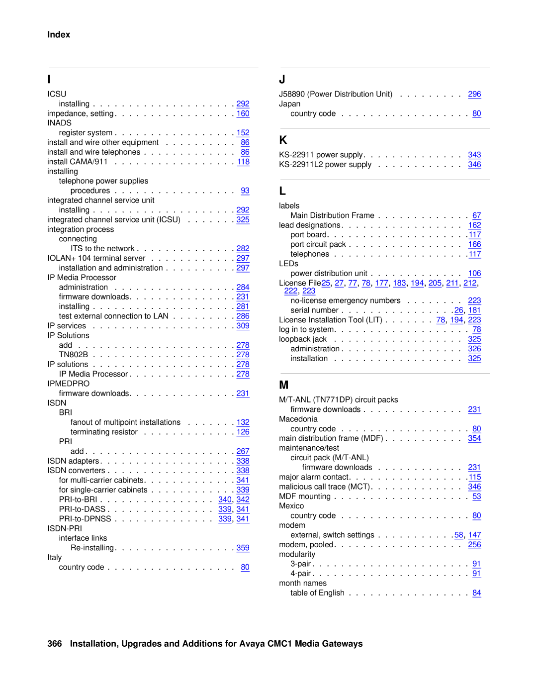 Avaya CMC1 manual Installing impedance, setting 