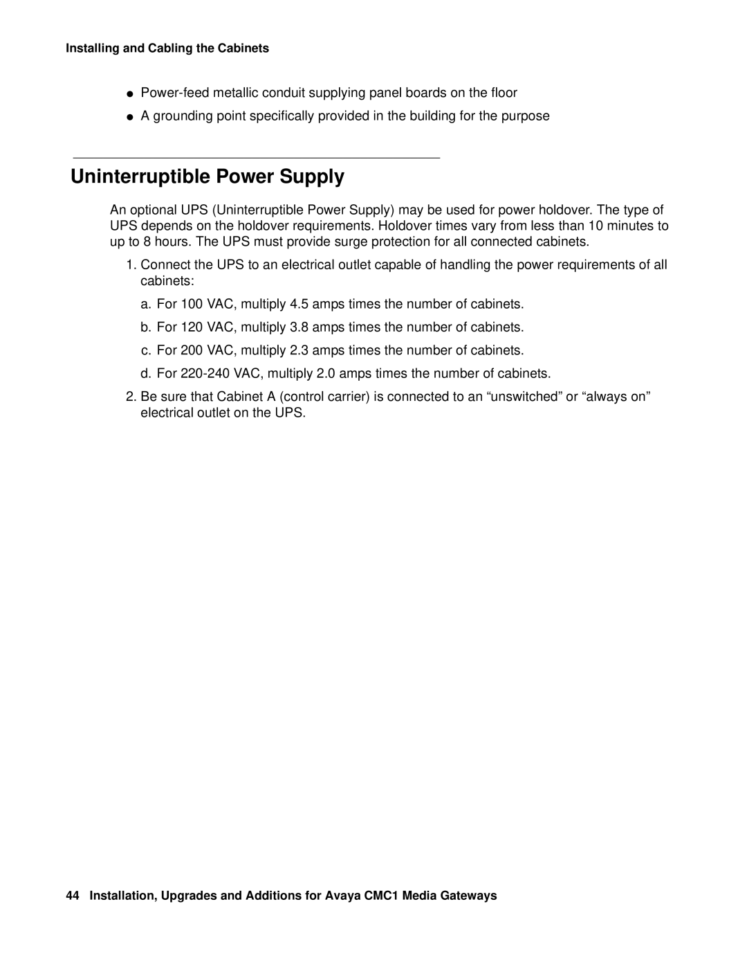 Avaya CMC1 manual Uninterruptible Power Supply 