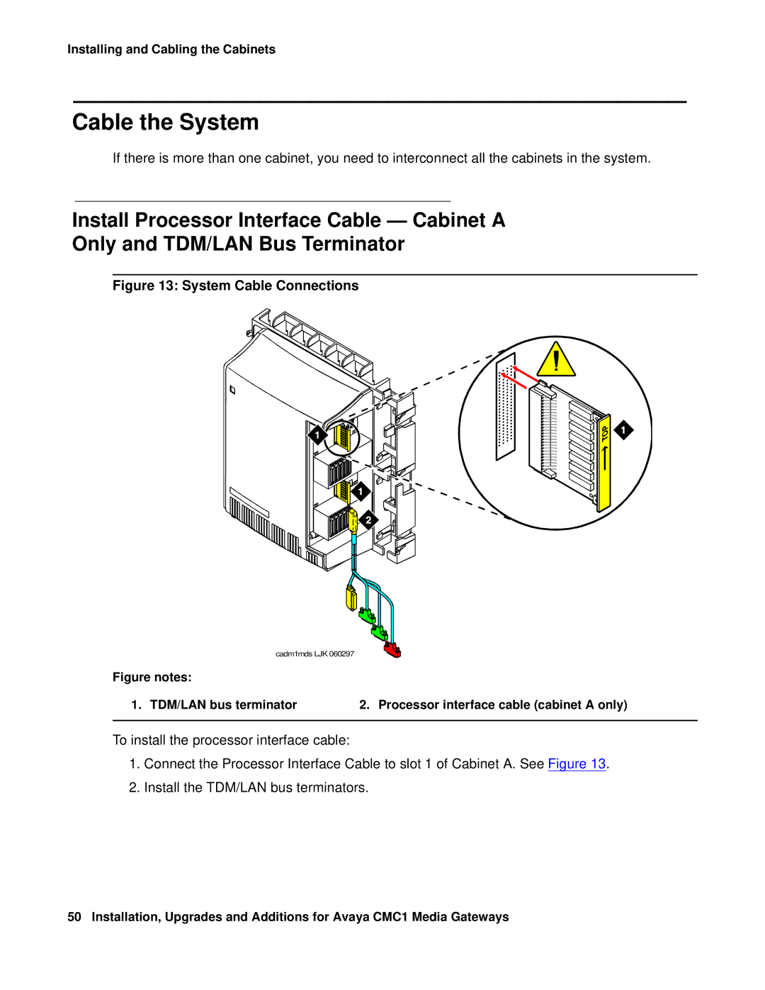 Avaya CMC1 manual Cable the System, System Cable Connections 