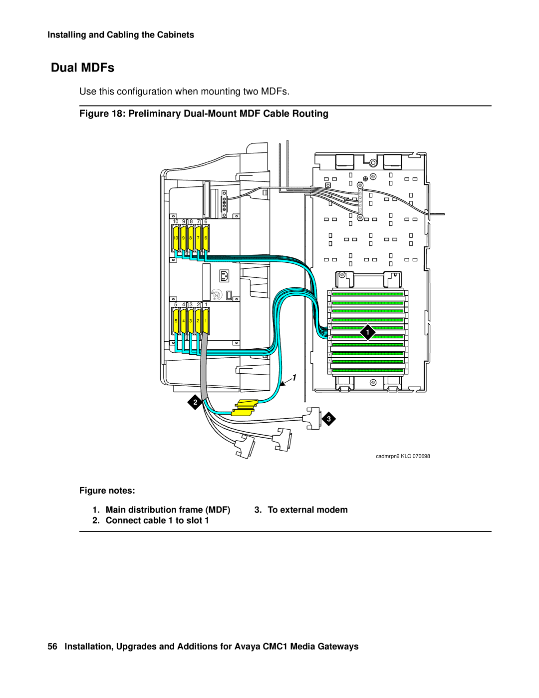 Avaya CMC1 manual Dual MDFs, Preliminary Dual-Mount MDF Cable Routing 