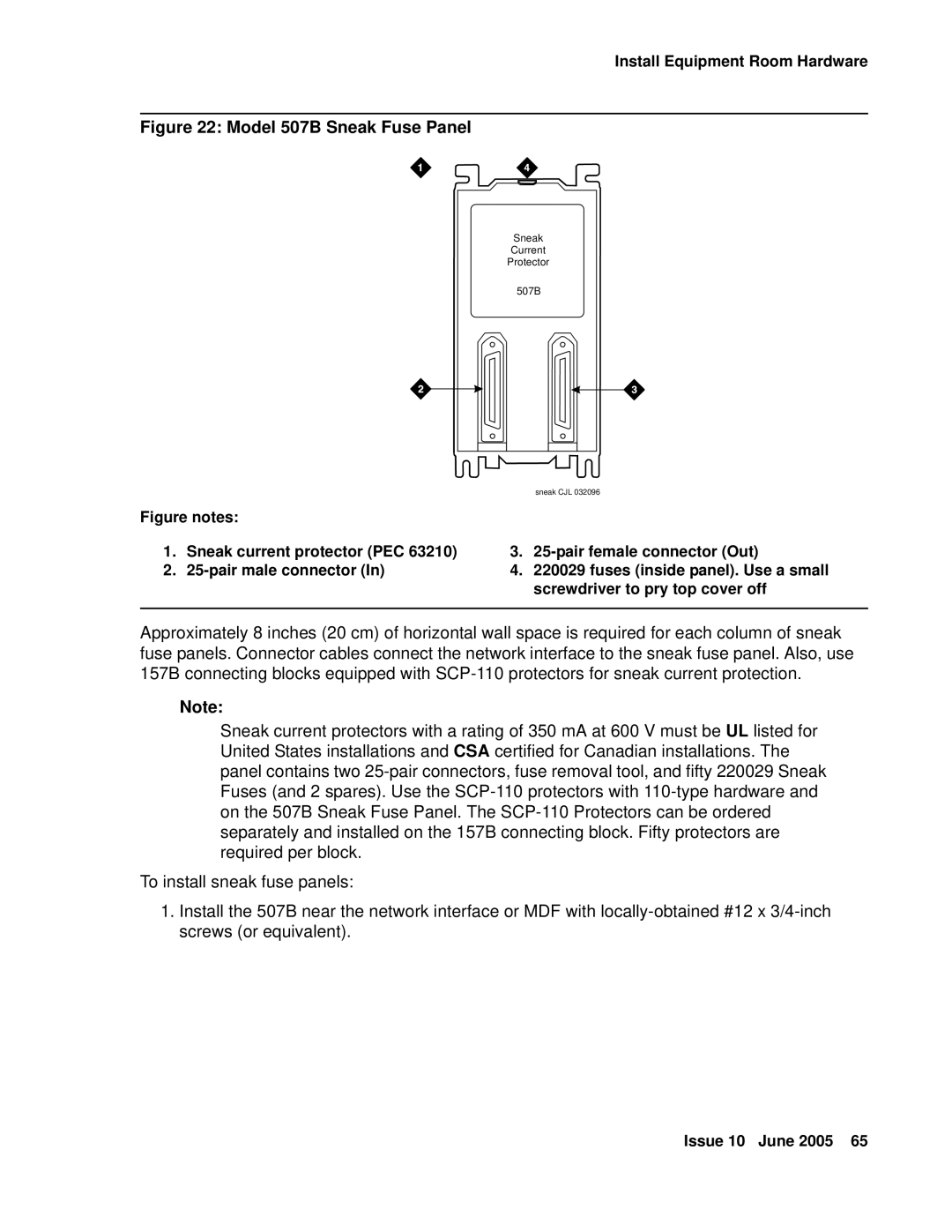 Avaya CMC1 manual Model 507B Sneak Fuse Panel 