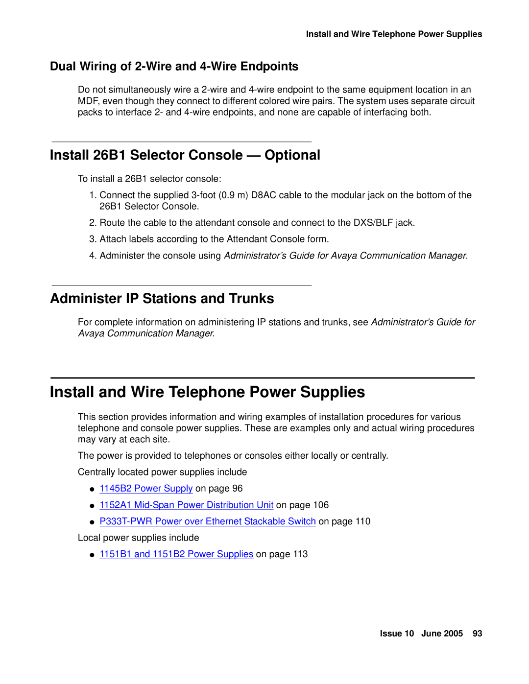 Avaya CMC1 manual Install and Wire Telephone Power Supplies, Install 26B1 Selector Console Optional 