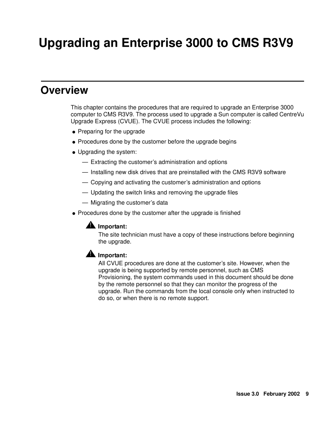 Avaya Comcode 700220627 manual Upgrading an Enterprise 3000 to CMS R3V9 