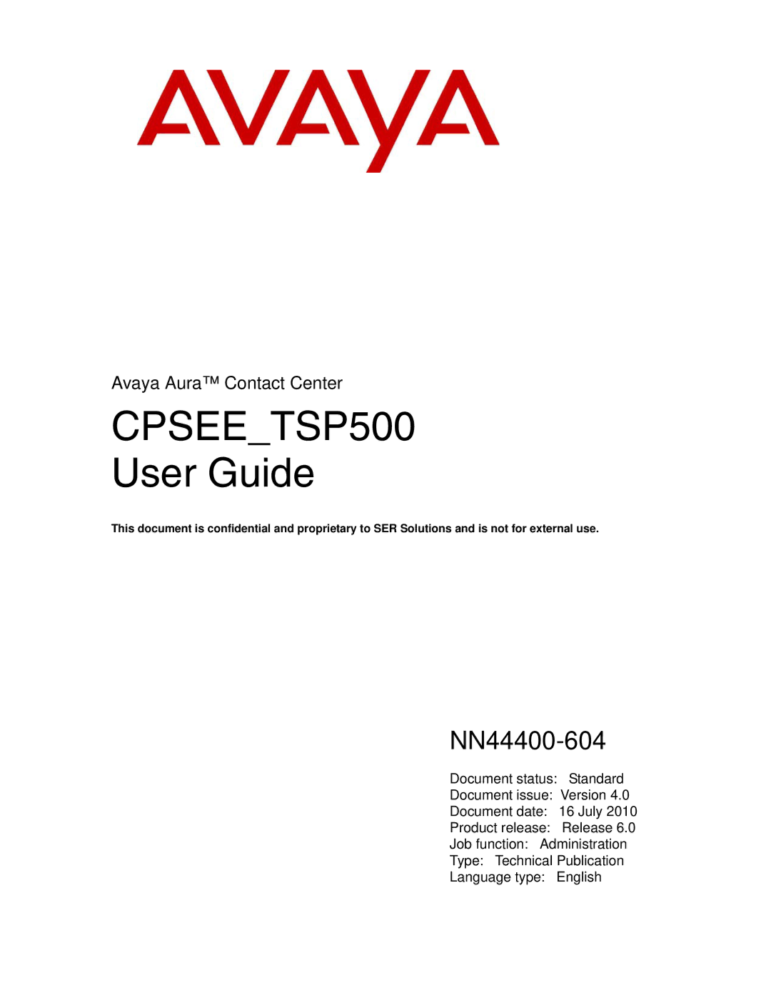 Avaya CPSEE_TSP500 manual CPSEETSP500 