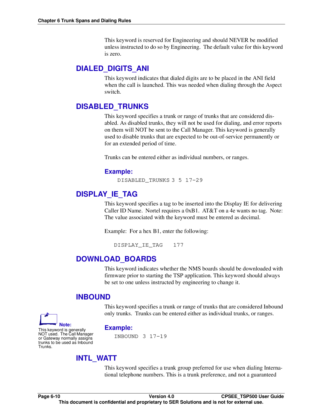 Avaya CPSEE_TSP500 manual Dialeddigitsani, Disabledtrunks, Displayietag, Downloadboards, Inbound, Intlwatt 