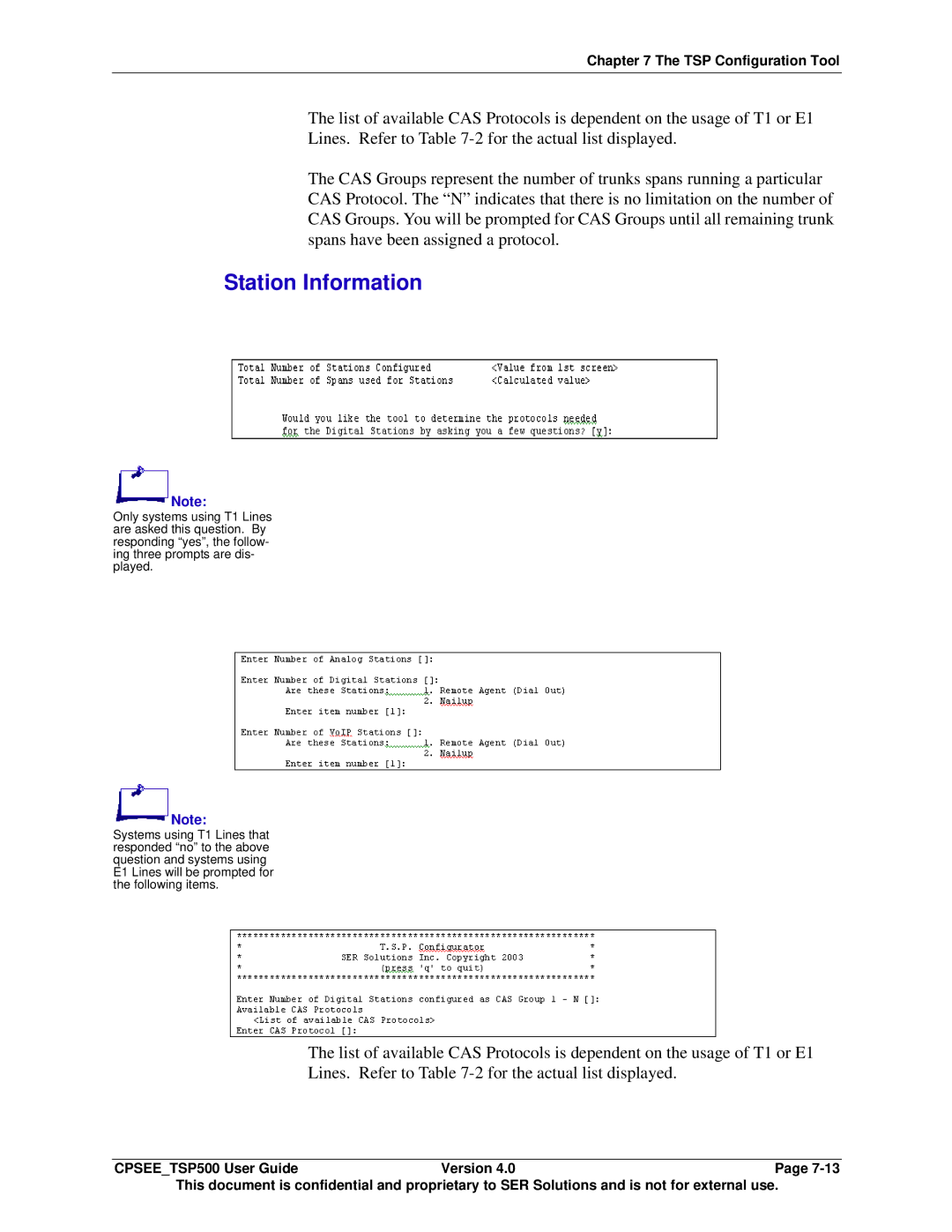 Avaya CPSEE_TSP500 manual Station Information 