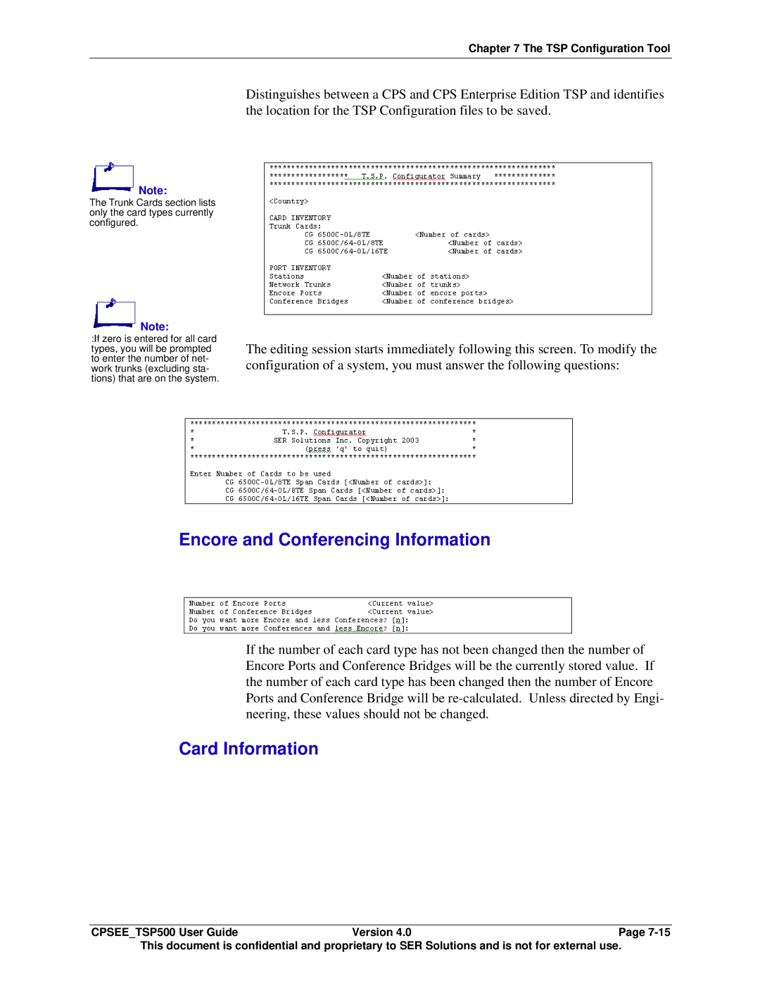 Avaya CPSEE_TSP500 manual Card Information 