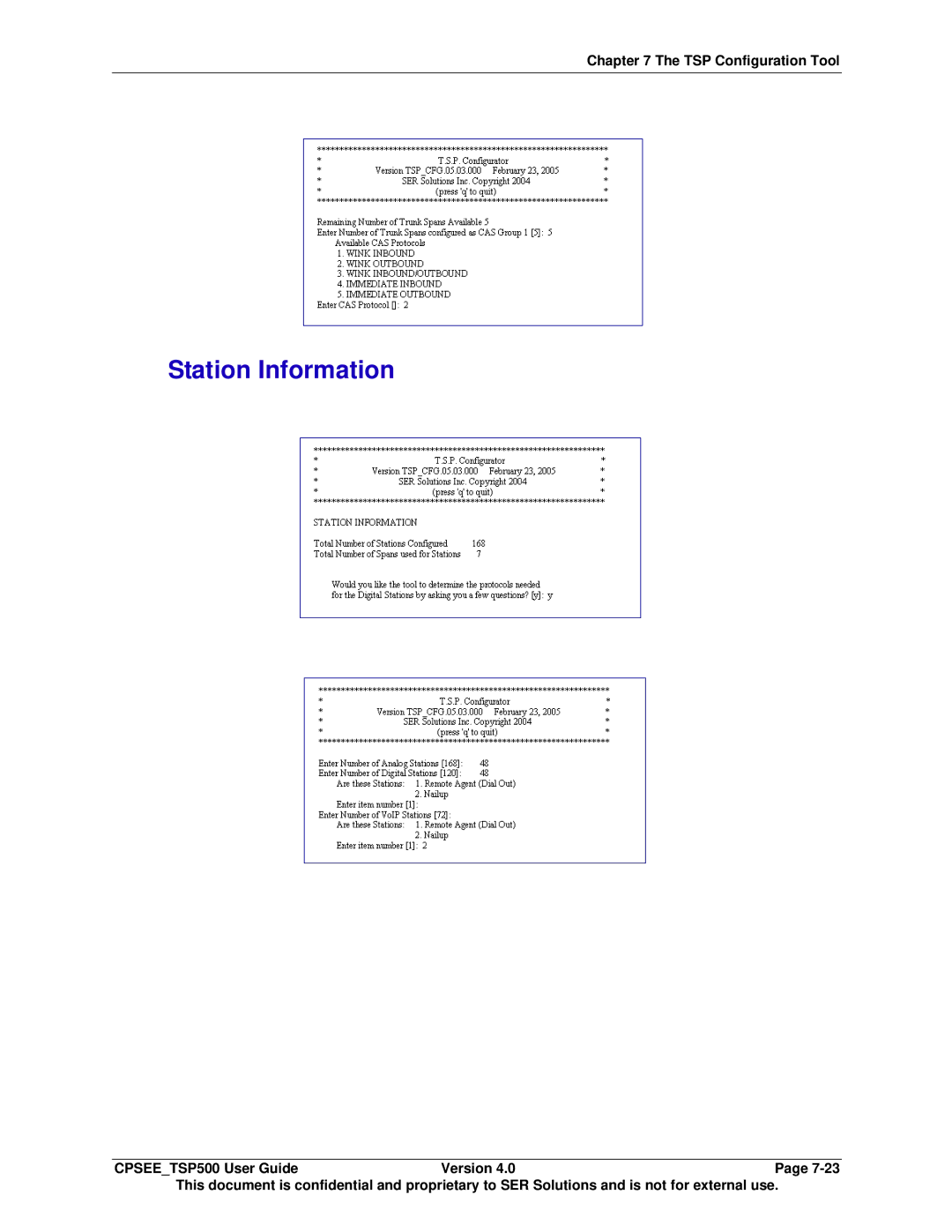 Avaya CPSEE_TSP500 manual Station Information 