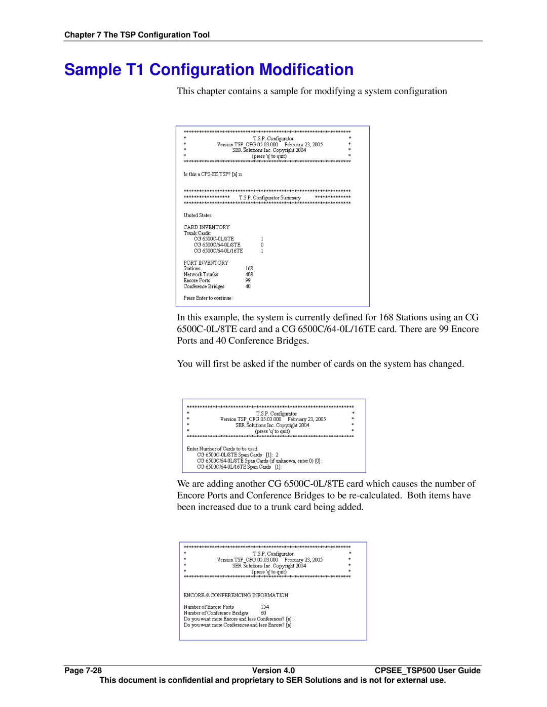 Avaya CPSEE_TSP500 manual Sample T1 Configuration Modification 