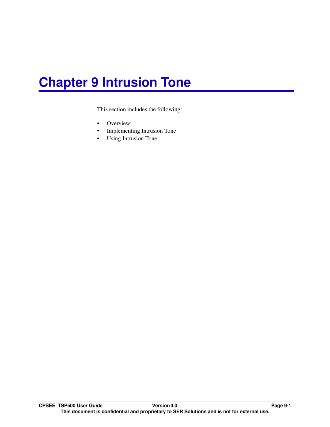 Avaya CPSEE_TSP500 manual Intrusion Tone 