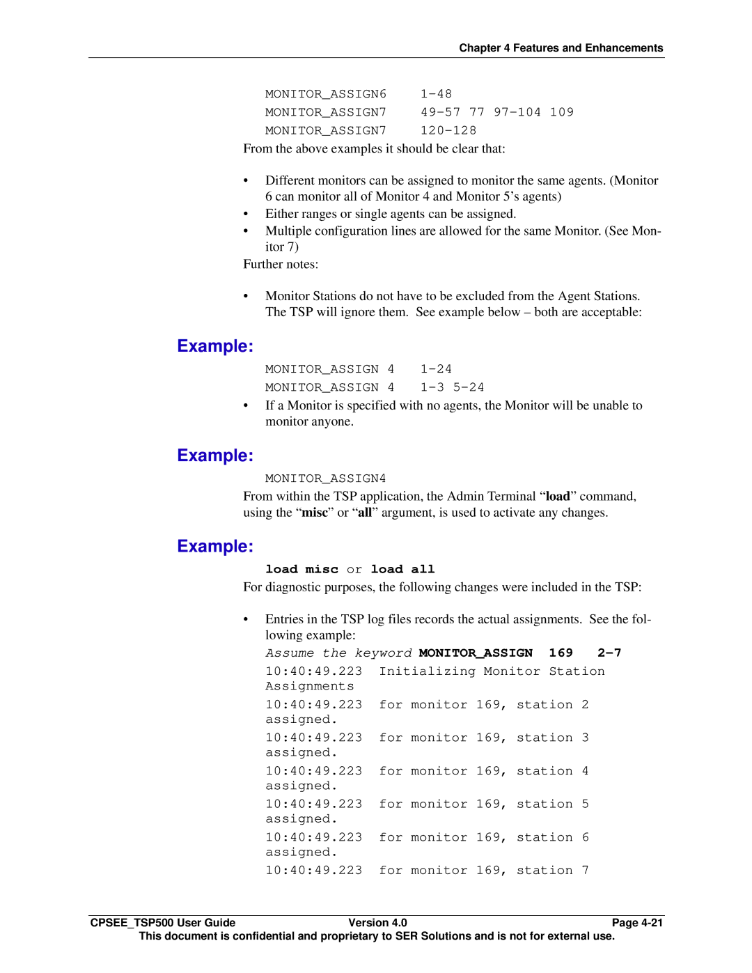 Avaya CPSEE_TSP500 manual Load misc or load all 