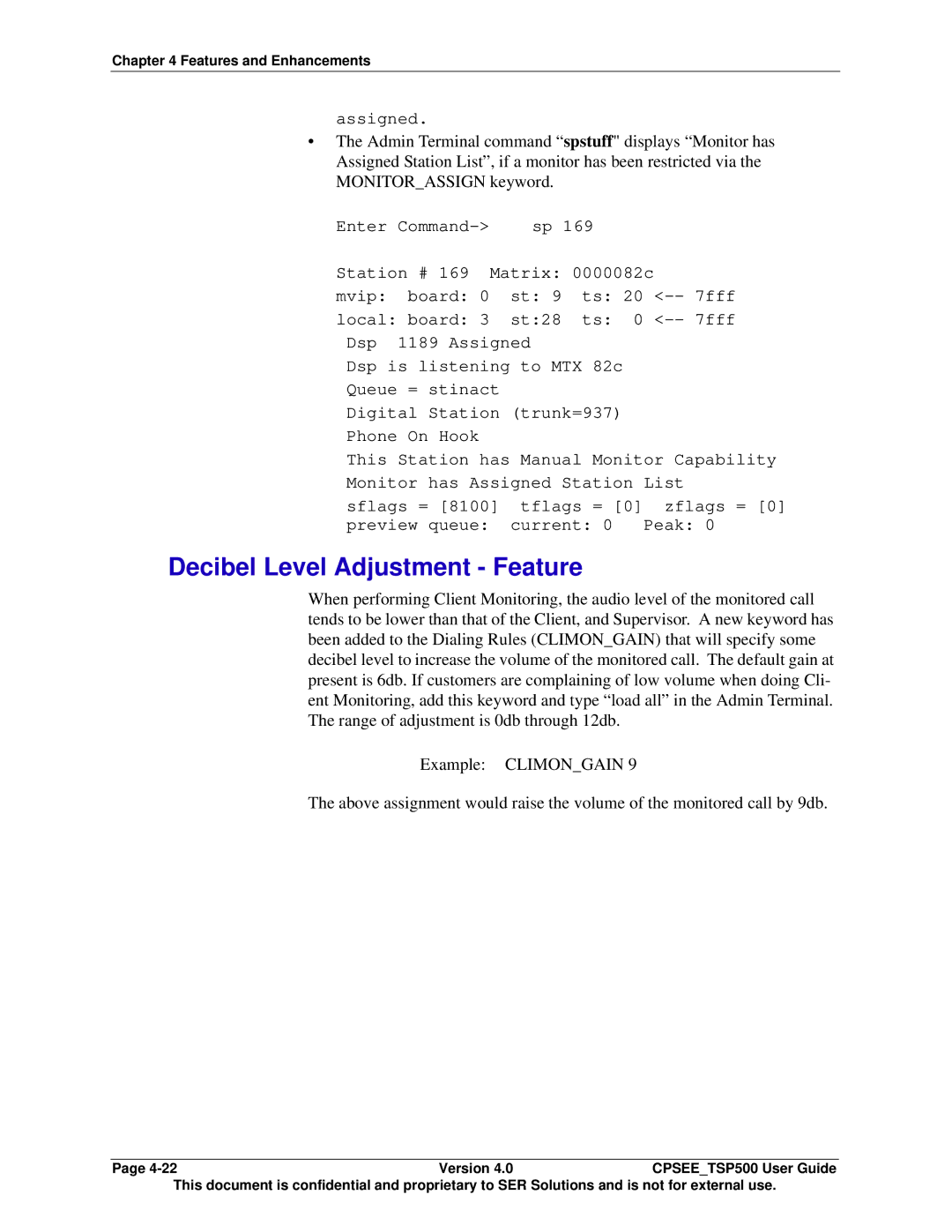 Avaya CPSEE_TSP500 manual Decibel Level Adjustment Feature 