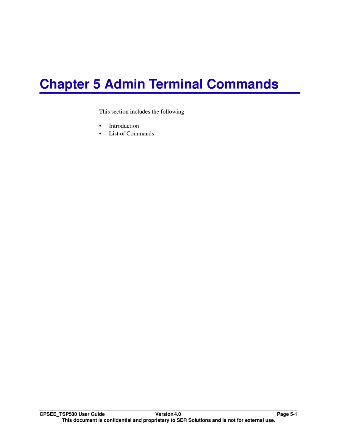 Avaya CPSEE_TSP500 manual Admin Terminal Commands 