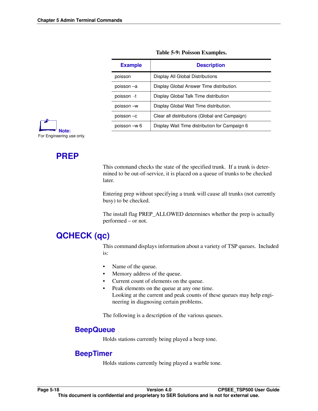 Avaya CPSEE_TSP500 manual Prep, Qcheck qc, BeepQueue, BeepTimer, Poisson Examples 