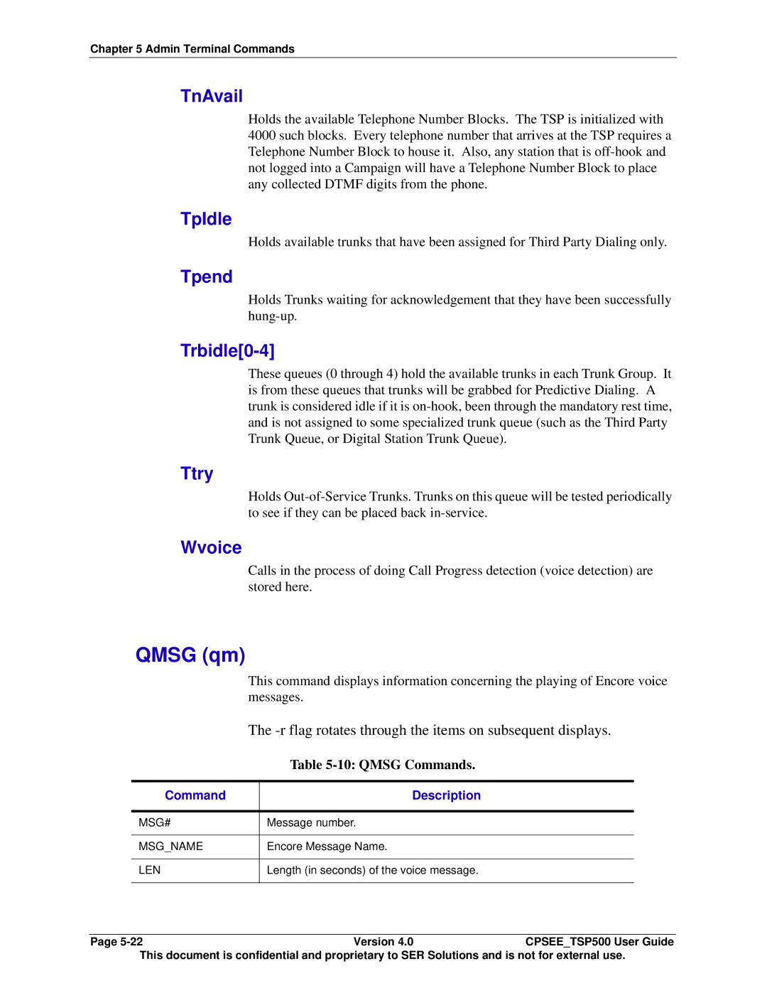 Avaya CPSEE_TSP500 manual Qmsg qm 