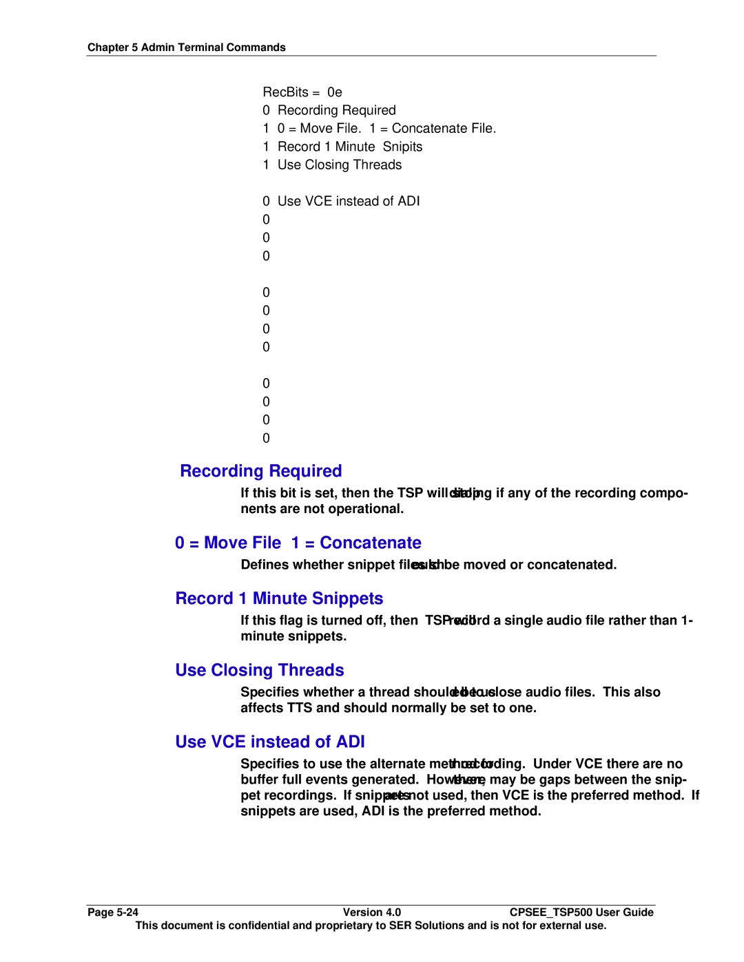 Avaya CPSEE_TSP500 manual Recording Required, = Move File 1 = Concatenate, Record 1 Minute Snippets, Use Closing Threads 