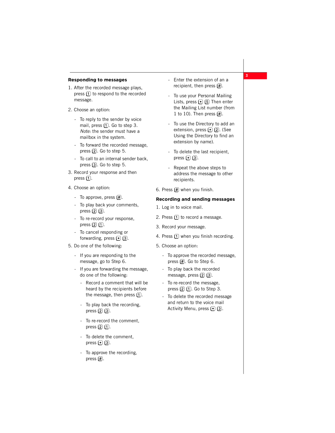 Avaya Distributed Office Voice Mail manual Responding to messages, Recording and sending messages 