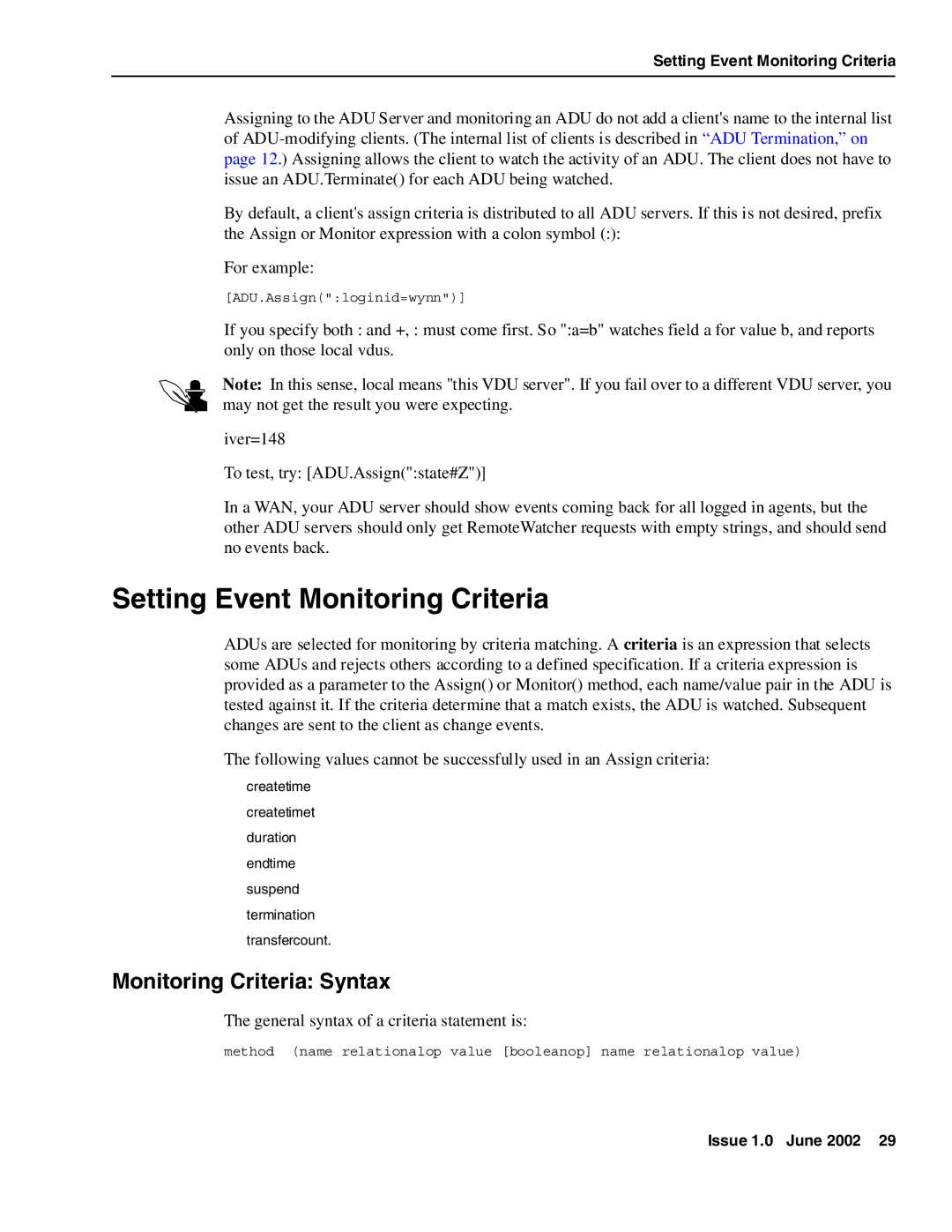 Avaya DXX-1015-01 manual Setting Event Monitoring Criteria, Monitoring Criteria Syntax 