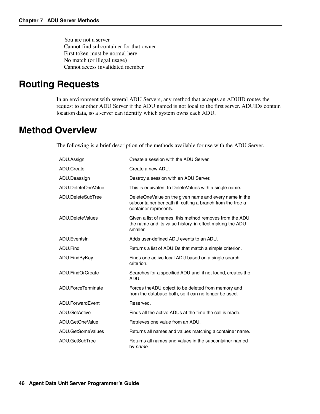 Avaya DXX-1015-01 manual Routing Requests, Method Overview, ADU Server Methods 