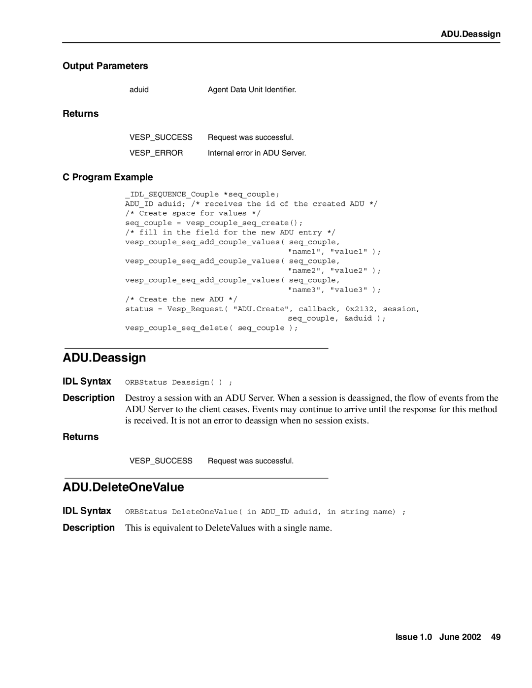 Avaya DXX-1015-01 manual ADU.Deassign, ADU.DeleteOneValue 