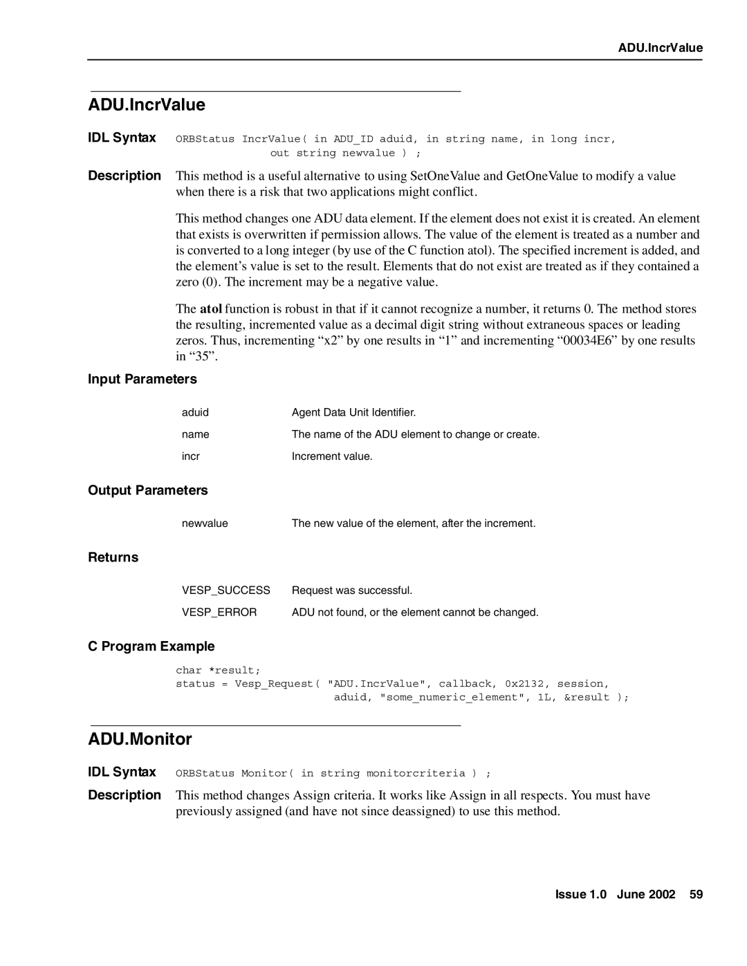 Avaya DXX-1015-01 manual ADU.IncrValue, ADU.Monitor 